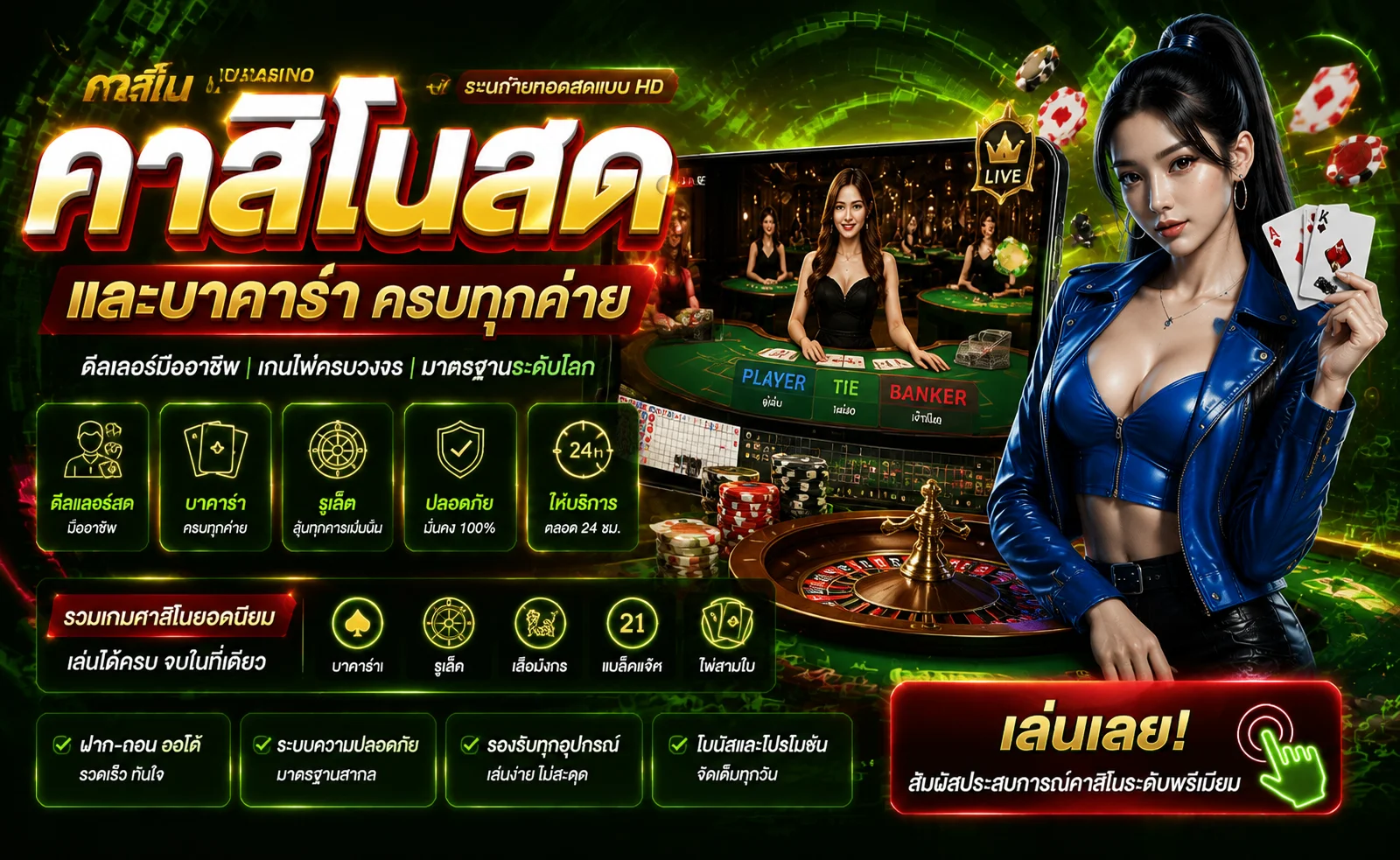 คาสิโน WD88 บาคาร่าสดจากสตูดิโอจริงพร้อมดีลเลอร์มืออาชีพ